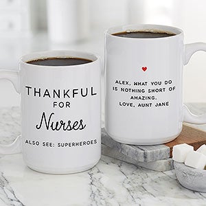 Thankful For Personalized Coffee Mug 15 oz White