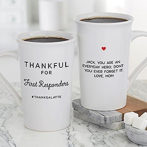 Thankful For Personalized Latte Mug 16 oz White