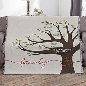 Our Family Tree Personalized 56x60 Woven Throw