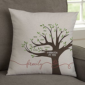 Our Family Tree Personalized 14-inch Velvet Throw Pillow