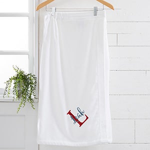 Playful Name Embroidered Women's White Towel Wrap