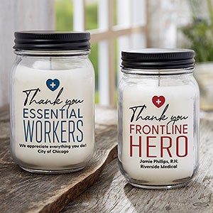 Thank You Frontline Personalized Farmhouse Candle Jar
