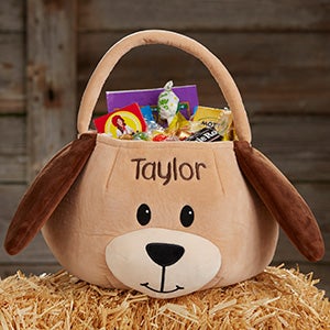 Personalized Puppy Dog Plush Halloween Trick or Treat Bag - Unique Halloween Gifts & Décor