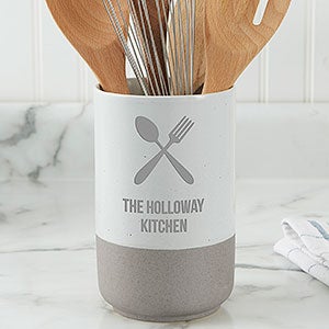 Choose Your Icon Personalized Cement Kitchen Utensil Holder
