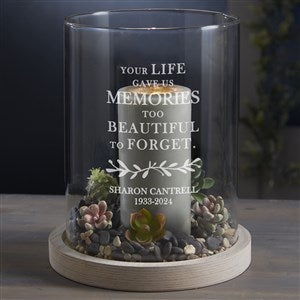 Personalized Botanical Memorial Wood Hurricane Candle Holder