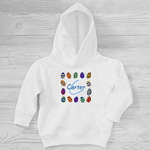 Colorful Eggs Personalized Easter Toddler Hooded Sweatshirt