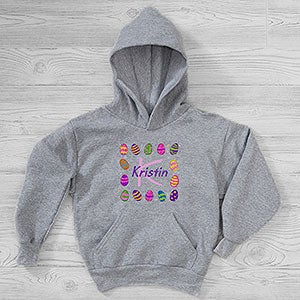 Colorful Eggs Personalized Easter Hanes Kids Hooded Sweatshirt