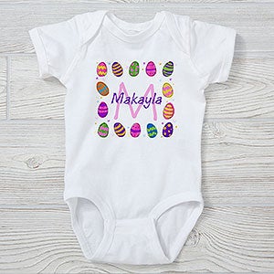 Colorful Eggs Personalized Easter Baby Bodysuit