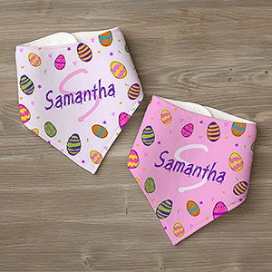 Colorful Eggs Personalized Easter Bandana Bibs