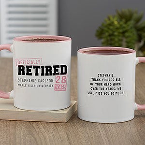 Officially Retired Personalized Coffee Mug 11 oz Pink
