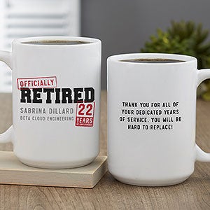Officially Retired Personalized Coffee Mug 15 oz White
