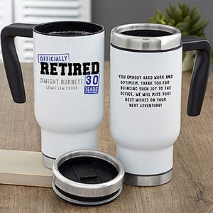 Officially Retired Personalized Retirement Travel Mugs