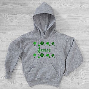 Lucky Clover Personalized St. Patrick's Day Hanes Kids Hooded Sweatshirt