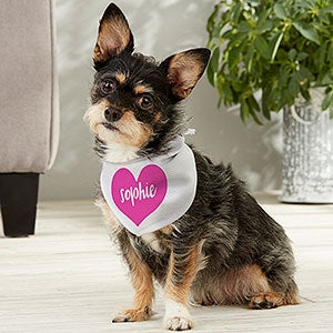 Heart Name Personalized Dog Bandana - Small