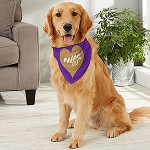 Heart Name Personalized Dog Bandana - Large