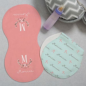Girly Chic Personalized Burp Cloths