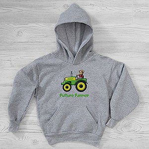 Tractor Time Personalized Hanes Kids Hooded Sweatshirt