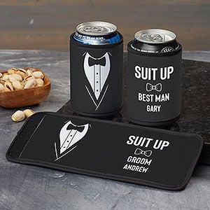 Suit Up Groomsmen Personalized Can & Bottle Wraps