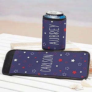 Stars & Stripes Personalized Beer Can & Bottle Wrap