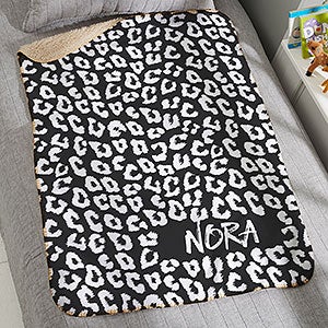 Leopard Print Personalized 30x40 Sherpa Baby Blanket