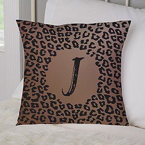 Leopard Print Personalized 14-inch Velvet Throw Pillow