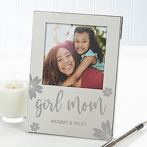 Girl Mom Personalized Silver Picture Frame