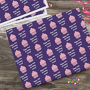 Icon Step & Repeat Personalized Birthday Wrapping Paper Sheets