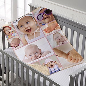 Photo Collage For Baby Personalized 30x40 Sherpa Photo Blanket