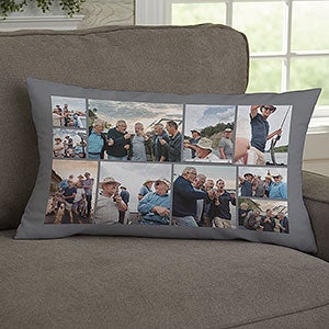 Photo Collage For Him Personalized Lumbar Velvet Throw Pillow