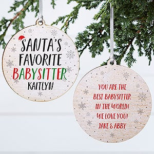 Santa's Favorite Personalized Ornament - 2 Sided Wood