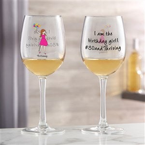 Birthday Balloons philoSophie's Personalized White Wine Glass