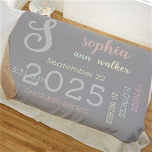 Modern All About Baby Girl Personalized 60x80 Sherpa Baby Blanket