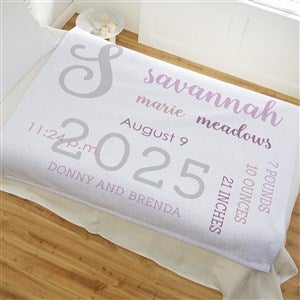 Modern All About Baby Girl Personalized 50x60 Sweatshirt Baby Blanket