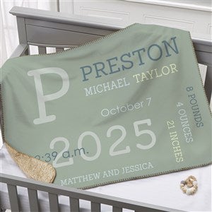 Modern All About Baby Boy Personalized 30x40 Sherpa Baby Blanket