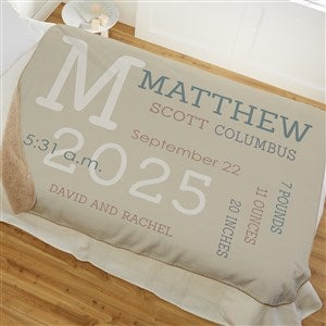 Modern All About Baby Boy Personalized 50x60 Sherpa Baby Blanket
