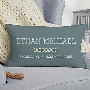 Modern All About Baby Boy Personalized Lumbar Velvet Throw Pillow