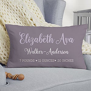 Modern All About Baby Girl Personalized Lumbar Velvet Throw Pillow