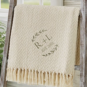 Their Initials Wedding Embroidered Afghan - Personalized Wedding Gifts - #29790