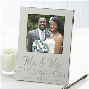 Stamped Elegance Engraved Wedding Silver Photo Frame