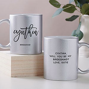 Classic Elegance Wedding Personalized Silver Glitter Mug