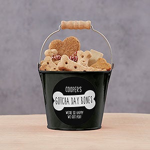 Dog's Birthday Personalized Dog Treat Mini Bucket - Black