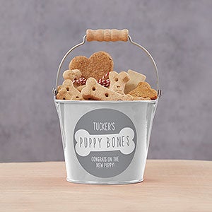 Write Your Own Personalized Mini Dog Treat Bucket - White