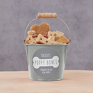 Write Your Own Personalized Mini Dog Treat Bucket - Silver