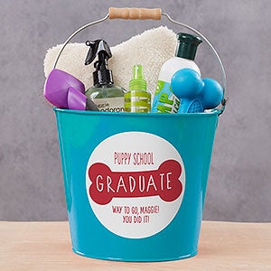 Write Your Own Personalized Large Dog Treat Bucket - Turquoise