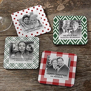 Christmas Custom Pattern Personalized Photo Coasters