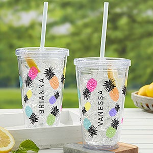 Pineapple Party Personalized 17 oz Acrylic Insulated Tumbler