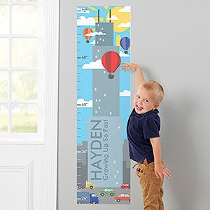 Transportation Town Personalized Growth Chart Wall Decal