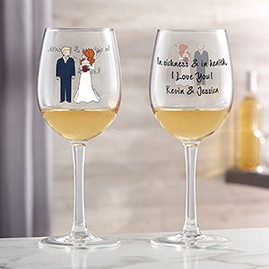 Wedding Couple philoSophie's Personalized White Wine Glass