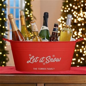 Let It Snow Personalized Beverage Tub - Red