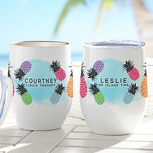Pineapple Party Personalized Stemless Wine Cup